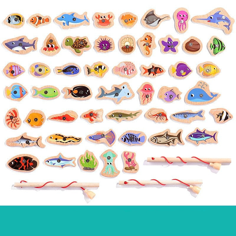 11-Peche-magnetique en-bois-Vie-marine-cinquante-une-pieces