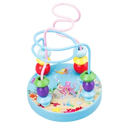 Jouets-en-bois-Mini-Spirale-3D-a-billes-ocean-pieuvre