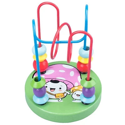 Jouets-en-bois-Mini-Spirale-3D-a-billes-champignon-rose