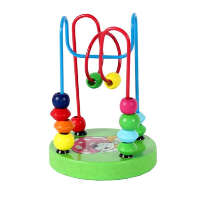 Jouets-en-bois-Mini-Spirale-3D-a-billes-champignon-rouge