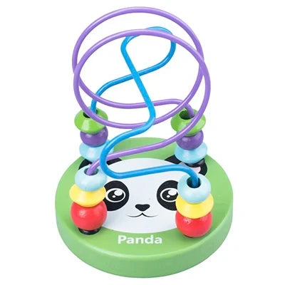 Jouets-en-bois-Mini-Spirale-3D-a-billes-panda-vert