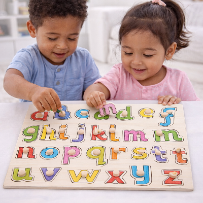 Puzzle-bois-Alphabet-planche-encastrement-garcon-fille