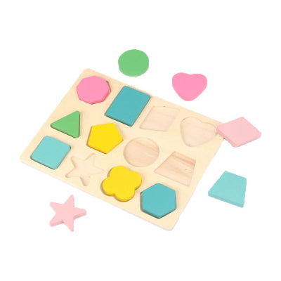 Puzzle-bois – formes-pastelles-planche-vide