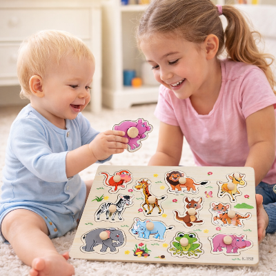 puzzle-bois-reconnaitre-animaux-bebe-fille-blonde