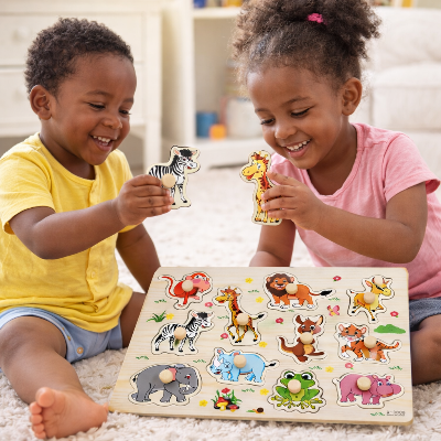 puzzle-bois-reconnaitre-animaux-bebe-fille-noirs