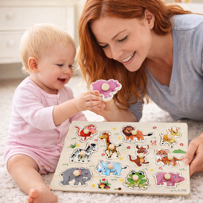 puzzle-bois-reconnaitre-animaux-maman-bebe